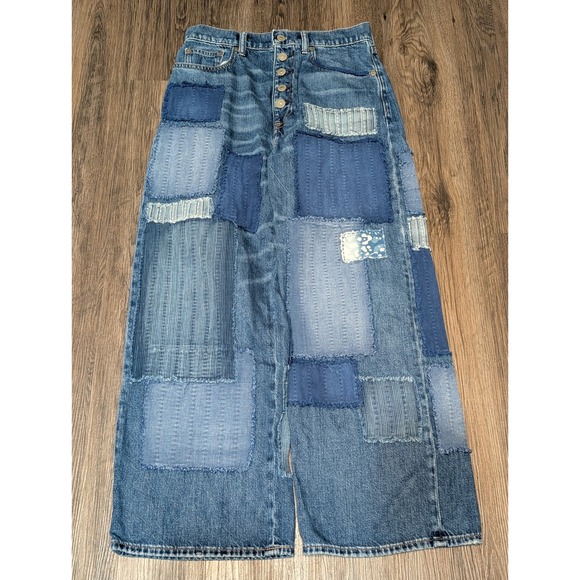Polo Ralph Lauren Size 26 The Wide Leg Crop Patchwork Denim Jeans - Picture 1 of 8